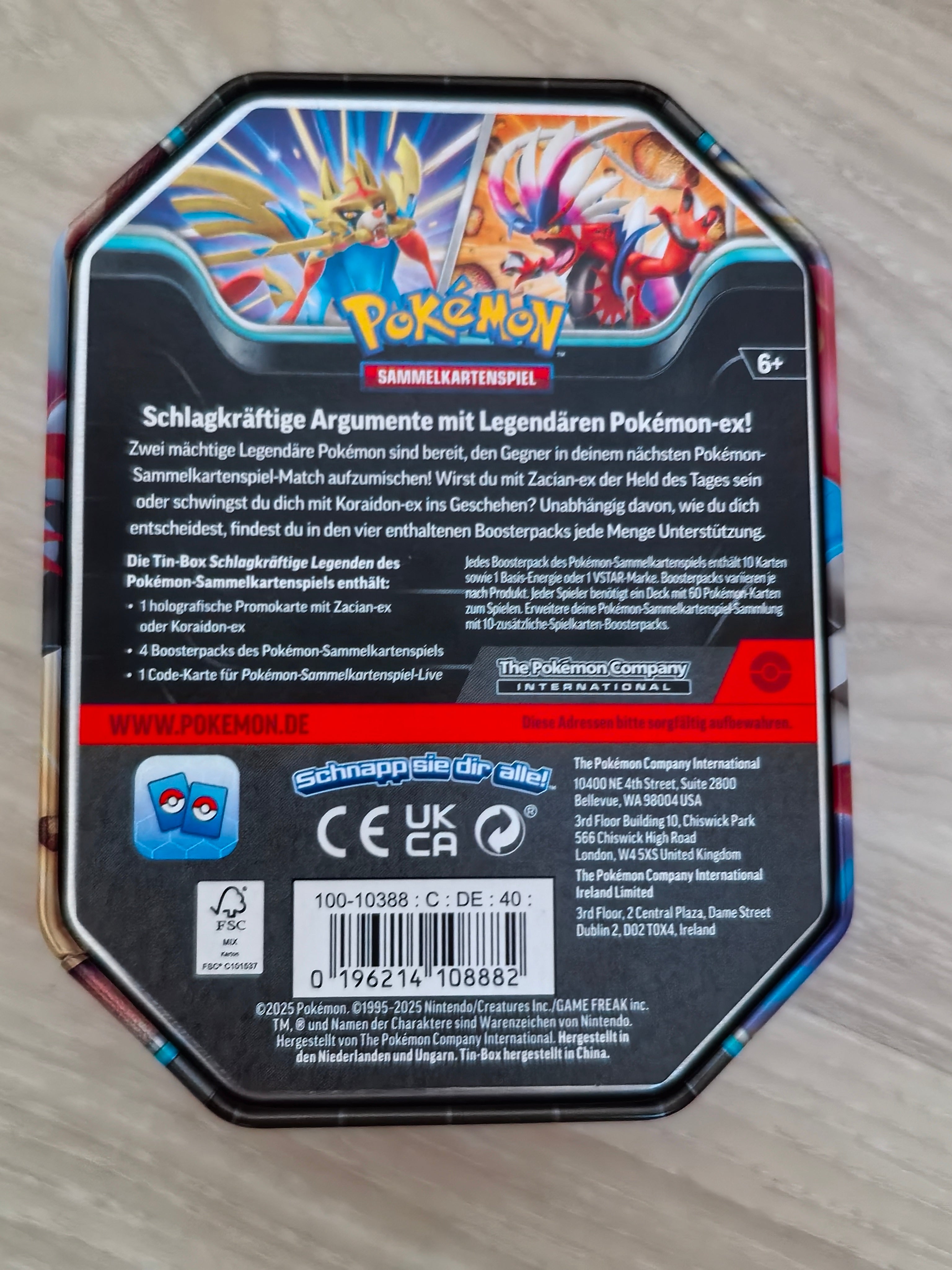 Pokémon TCG: Zacian EX Tin – Legendary Power Awaits!